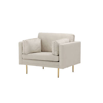 Boom fauteuil fluweel beige.