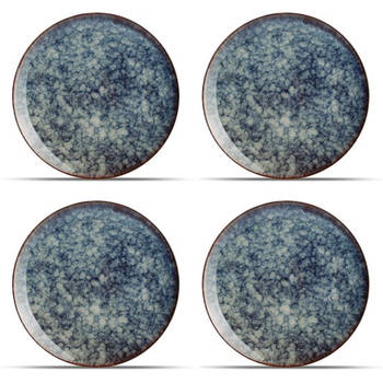 Hazy Blue Plat Dinerbord - Porselein - Ø 26 cm - Set van 4