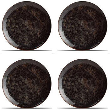 Hazy Black Plat Dinerbord - Porselein - Ø 26 cm - Set van 4