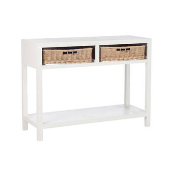 J-line - Console + 2 Manden Hout Wit - 110.5x44x82cm