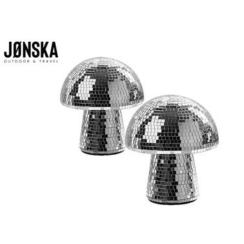 JONSKA Decoratie Disco paddenstoelen - Huisdecoratie - 2 Delig - 16 x 14,5 cm