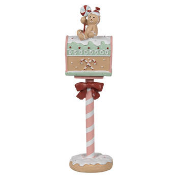 Clayre & Eef Kerstdecoratie Beeld Brievenbus 11x10x36 cm Roze Kunststof Roze