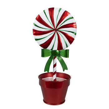 Clayre & Eef Kerstdecoratie Lolly 12x9x26 cm Rood Metaal Rood