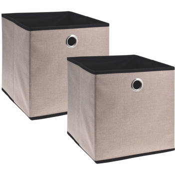 Storage Solutions Opbergmand/kastmand - 2x - karton/kunststof - 28 liter - beige - 30 x 30 x 30 cm - Opbergmanden