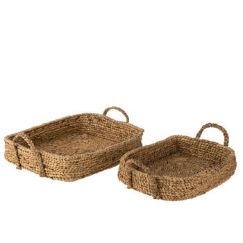 J-line - Set Van 2 Manddienbladen Waterhyacint Natuur - 51x48x16cm