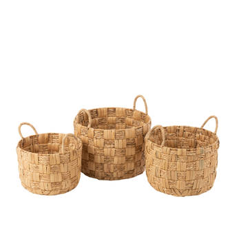 J-line - Set Van 3 Manden Rond Waterhyacint Naturel - 44x44x31cm