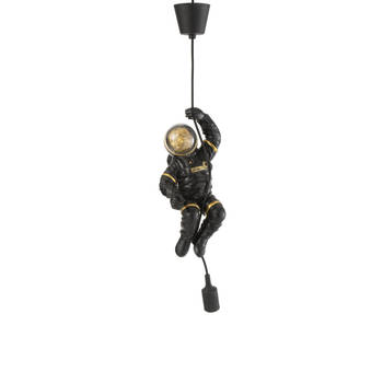 J-line - Hanglamp Astronaut Poly Zwart/goud - 19x16x37cm