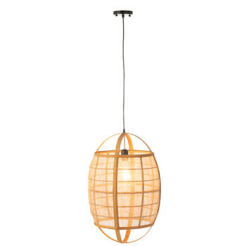 J-line - Hanglamp Ion Linnen/bamboe Naturel Small - 37x37x56cm