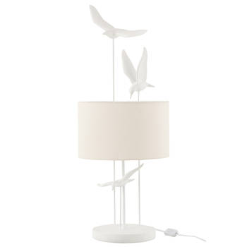 J-line - Tafellamp Vogels Poly Wit/beige - 30.5x30.5x79cm