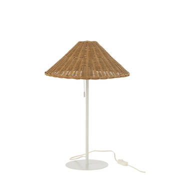 J-line - Tafellamp Metaal/rattan Wit/naturel - 32x32x50cm