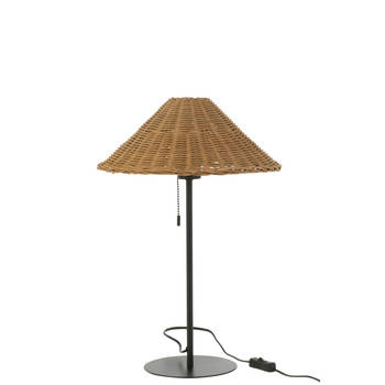 J-line - Tafellamp Metaal/rattan Zwart/naturel - 32x32x50cm