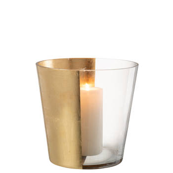 J-line - Windlicht Boe Glas Transparant/goud Large - 23x23x23cm