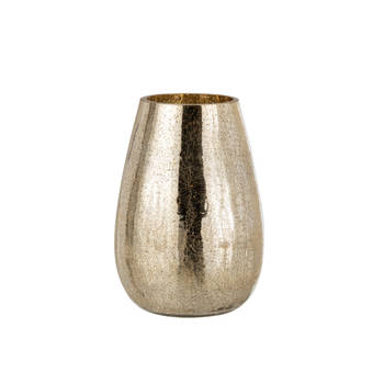 J-line - Windlicht Eivorm Craquele Glas Goud Large - 19x19x26cm