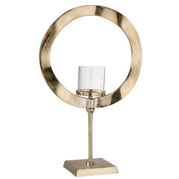 J-line - Windlicht Rond Voet Aluminium Goud Large - 39.5x16.5x63cm