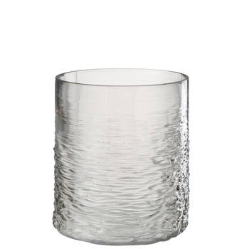 J-line - Windlicht Zee Glas Grijs Small - 19.5x19.5x22.5cm