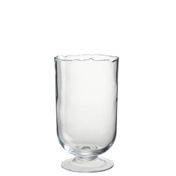 J-line - Windlicht Op Voet Onregelmatige Rand Glas Transparant Small - 16.5x12.5x30cm