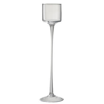 J-line - Windlicht Op Voet Glas Transparant Large - 11x11x45cm