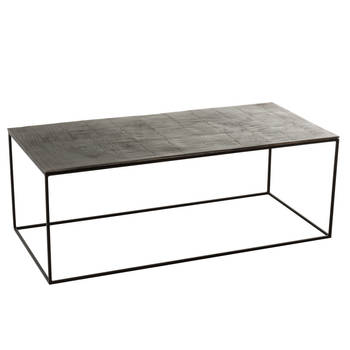 J-line - Salontafel Rechthoekig Oxidize Aluminium/ijzer Antiek Zwart/groen - 110x49x41cm