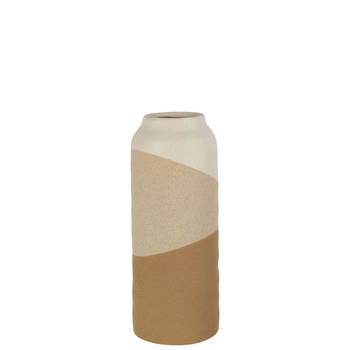 J-line - Vaas Cylinder Keramiek Beige/lichtbruin Large - 13.5x13.5x33cm