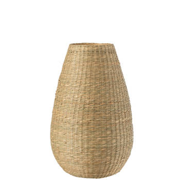 J-line - Vaas Large Decoratief Zeegras/bamboe Naturel - 25x25x46cm