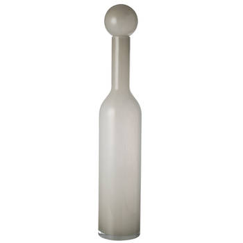 J-line - Vaas Fles+stop Effen Glas Wit Large - 14x14x75cm