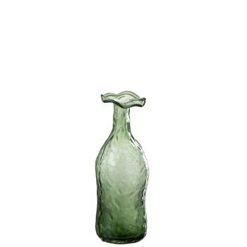 J-line - Vaas Openbloeien Glas Groen Small - 9.5x9.5x27cm