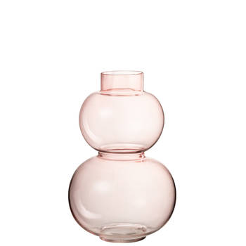 J-line - Vaas Bol Glas Roze Small - 18x18x28.5cm