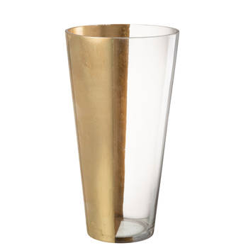 J-line - Vaas Moa Glas Transparant/goud - 19x19x35cm