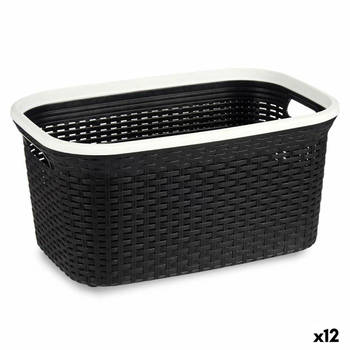 Wasmand Wit Zwart Plastic 36 L 36 x 25,5 x 53 cm (12 Stuks)