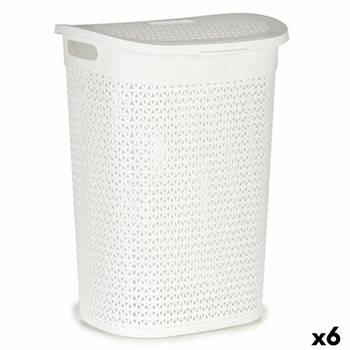 Wasmand Wit Plastic 60 L 43,5 x 57,5 x 34 cm (6 Stuks)