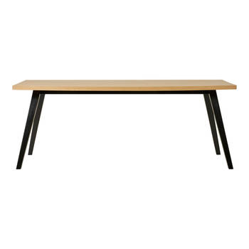 House Nordic - Eettafel Rechthoek 200cm - Naturel/Zwart - Eikenfineer - Amora