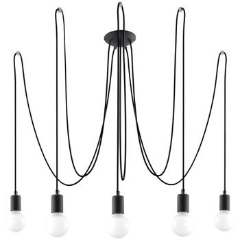 Sollux Hanglamp Edison 5 lichts E27 zwart