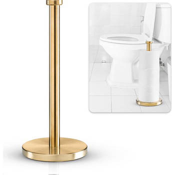 Reserverolhouder Goud - WC Rolhouder Staand - Toiletbutler - Toiletrolhouder Vrijstaand zonder Boren