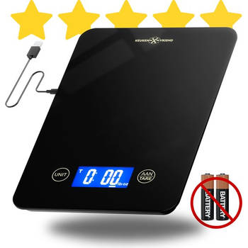 Keukenvriend © Keukenweegschaal - USB Oplaadbaar - Digitale keukenweegschaal - Kitchen scale - Weegschaal Keuken - Tare