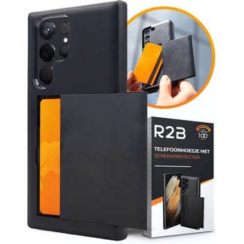 R2B Hoesje met pasjeshouder voor Samsung Galaxy S24 Ultra - Inclusief screenprotector - Telefoonhoesje