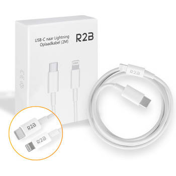 R2B USB-C naar Lightning Kabel - 2 Meter - Extra stevige USB-C kabels - Oplader voor Apple, iPhone, Airpods, iPads