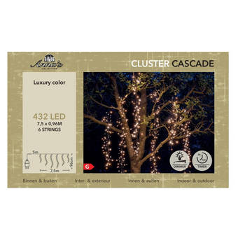 Cascade clusterverlichting - 432 led lampjes - warm wit - 750 cm - Lichtsnoeren