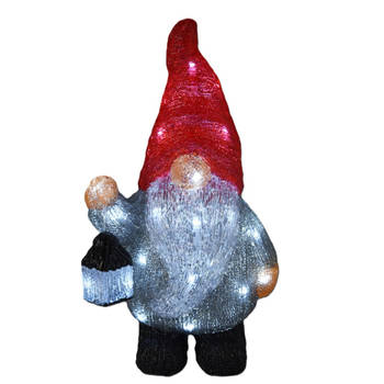 Christmas Decoration Verlicht figuur - gnome/dwerg - 21 x 13,5 x 39 cm - kerstverlichting figuur