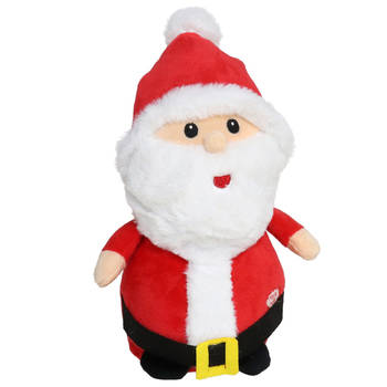 Gerimport Kerstman knuffel - met muziek - 25 cm - pluche - Kerstman pop