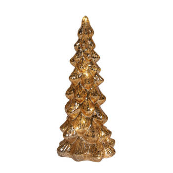 Anna's Collection Kerstboom beeldje - goud - LED licht - H25 cm - glas - Kerstbeeldjes