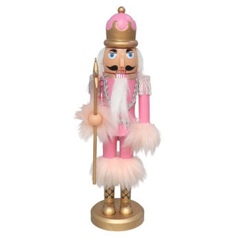 Gerimport notenkraker figuur/beeld - 28 cm - roze - Kerstbeeldjes