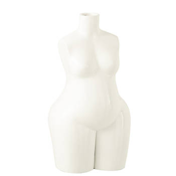 J-line - Vase Vrouw Lichaam Polyresin Glanzend Wit Large - 25.5x19.5x47cm