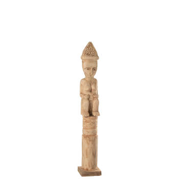 J-line - Afrikaans Figuur Staand Hout Naturel Medium - 14x14x88.5cm