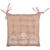 Clayre & Eef Stoelkussen Foam 40x40x4 cm Bruin Katoen Gingerbread house Zitkussen Bruin Zitkussen