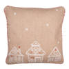 Clayre & Eef Kussenhoes 40x40 cm Bruin Katoen Gingerbread house Sierkussenhoes Bruin Sierkussenhoes