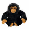 Nature Planet Chimpansee aap knuffeltje/knuffeldier - zwart - stof - 18 cm - Knuffel bosdieren