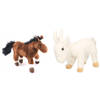 Pluche knuffel boerderijdieren set Geit en Paard van 20 cm - Knuffel boederijdieren