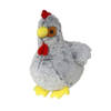 Gerimport Pluche kip knuffel - 20 cm - grijs - boederijdieren kippen knuffels - Vogel knuffels