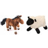 Pluche knuffel boerderijdieren set Schaap/lammetje en Paard van 20 cm - Knuffel boederijdieren