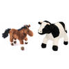 Pluche knuffel boerderijdieren set Koe en Paard van 20 cm - Knuffel boederijdieren